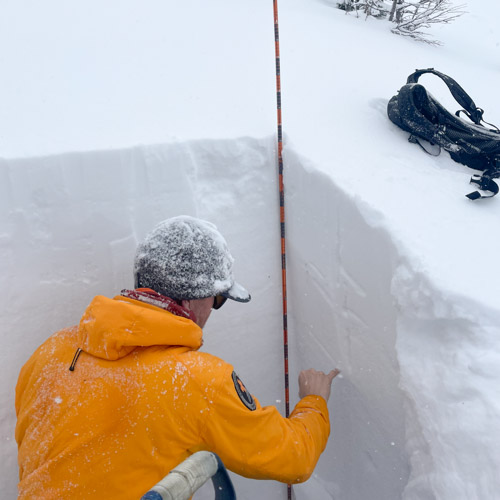 Mountain Rescue Program staff doing snow profile